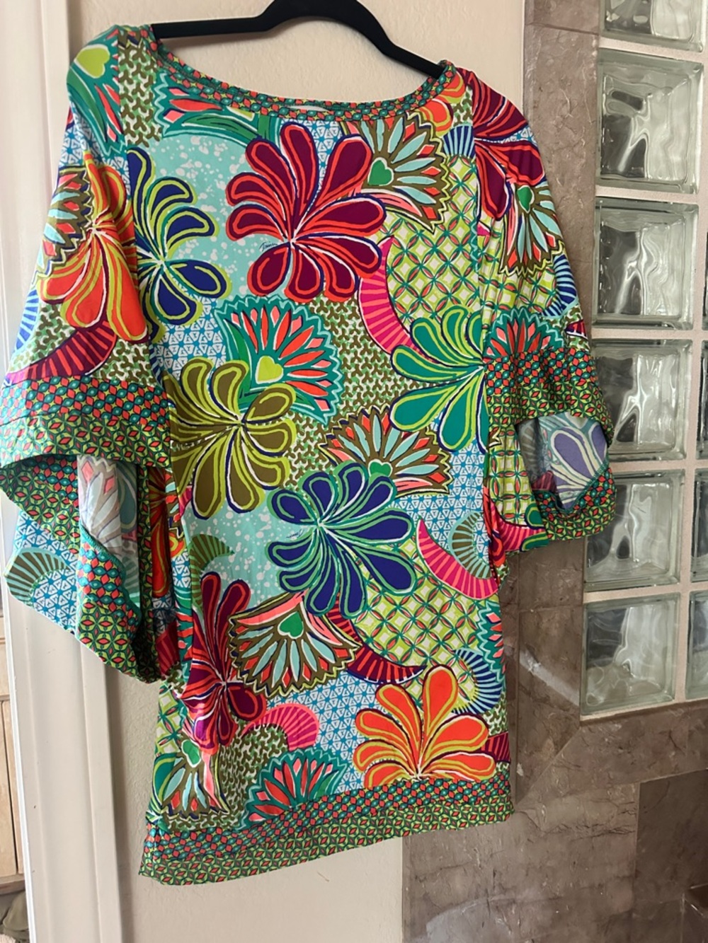 Trina Turk Multicolor Floral Scoop Neck Top